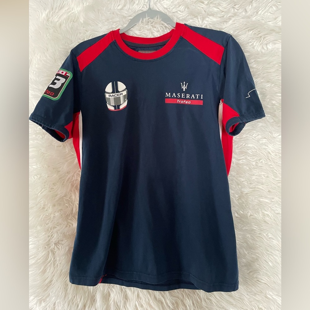 MASERATI Corse Navy Blue Trofeo Racer 33 Mens Shirt Sleeve T-Shirt. Size XXS.